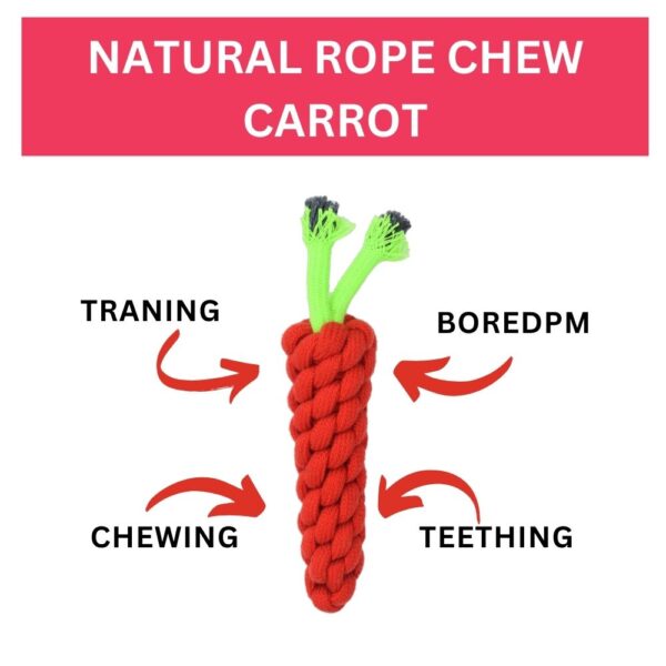 Rope Chew Carrot Toy Red |  Red Carrot Dog toys - Image 3