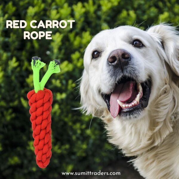 Rope Chew Carrot Toy Red |  Red Carrot Dog toys - Image 4
