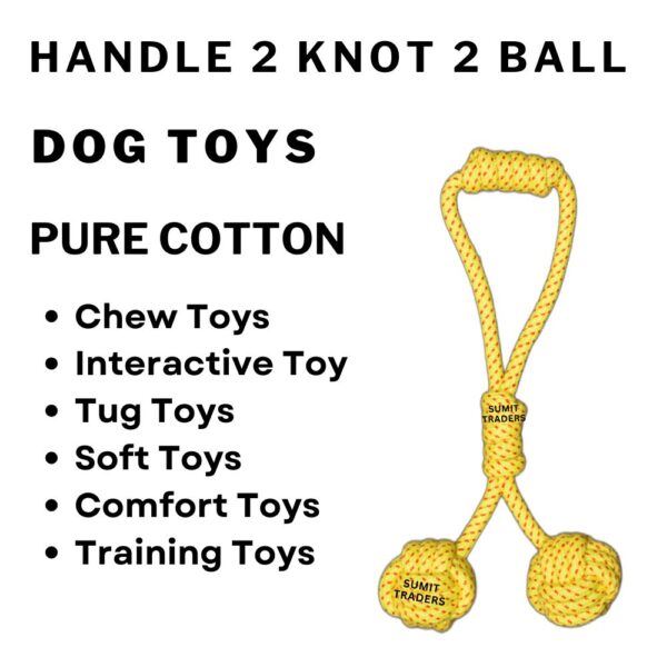 Handle 2 Knot 2 Ball Rope Dog Toy l Pet Toyy